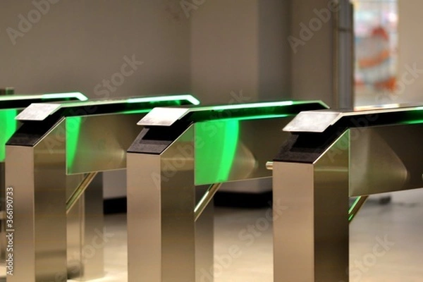 Obraz Rotating metal turnstiles for access control