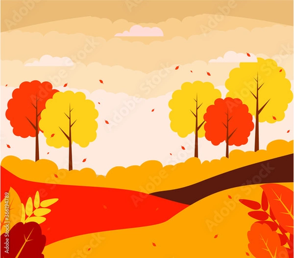 Fototapeta Nature Autumn flat design style