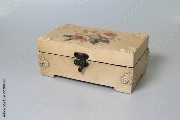 Obraz small carved box with old coins