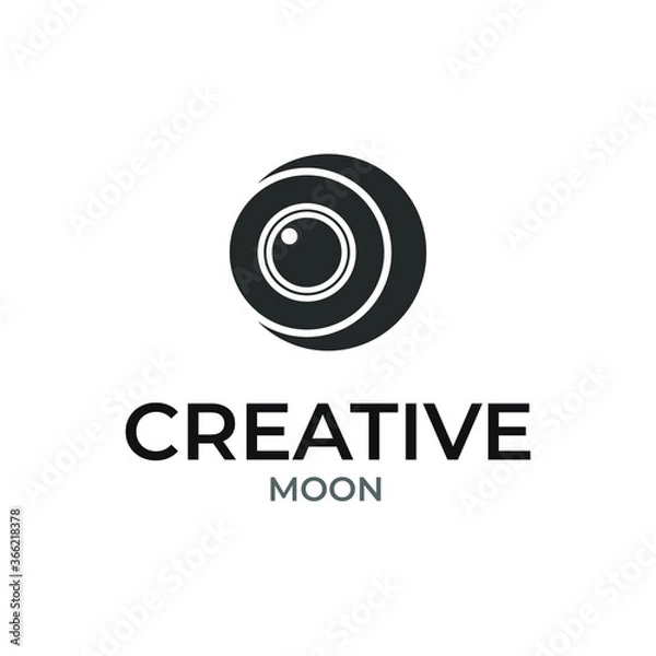 Fototapeta Creative Moon logo design, Moon icon, circle icon, creative geometry design, geometric moon design concept, video camera logo, cinema icon, lens concept