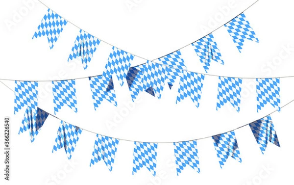Fototapeta Bavaria party flags garland with checkered pattern isolated