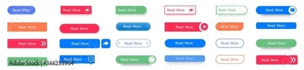 Obraz Colorful web buttons set Isolated on white background. Call to action buttons.  Modern collection for website. Vector illustration.