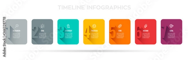 Fototapeta Vector Infographic design with 7 options or steps. Infographics for business concept. Can be used for presentations banner, workflow layout, process diagram, flow chart, info graph