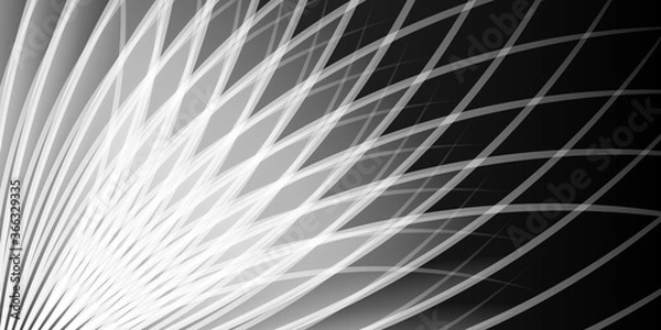 Fototapeta Dark black white curve wave lines pattern abstract background for presentation design