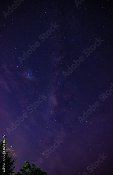 Fototapeta Panorama blue night sky milky way and star on dark background.Universe filled with stars, nebula and galaxy with noise and grain.
