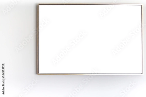 Obraz Thin picture frame on a gray wall. Isolated. Place for text or picture. High quality photo