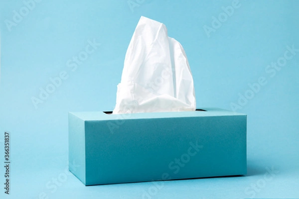 Obraz Blue tissue box on a blue background