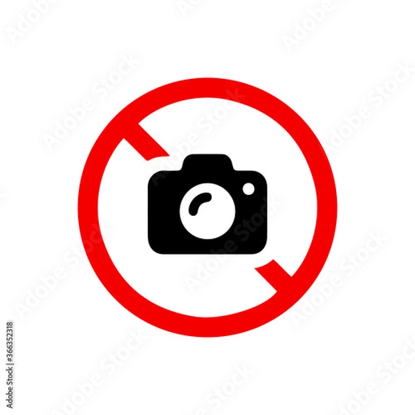 Obraz vector illusion icon of prohibited Camara with red circle and glyph icon