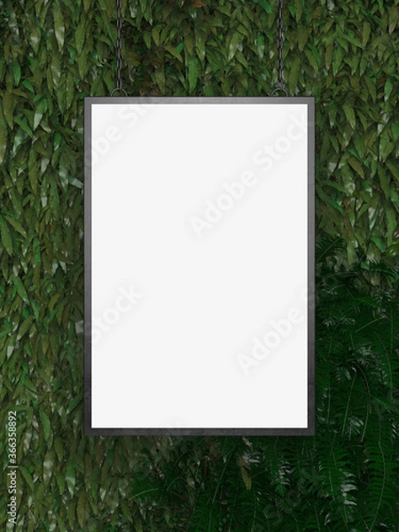 Obraz white empty billboard on green wall background