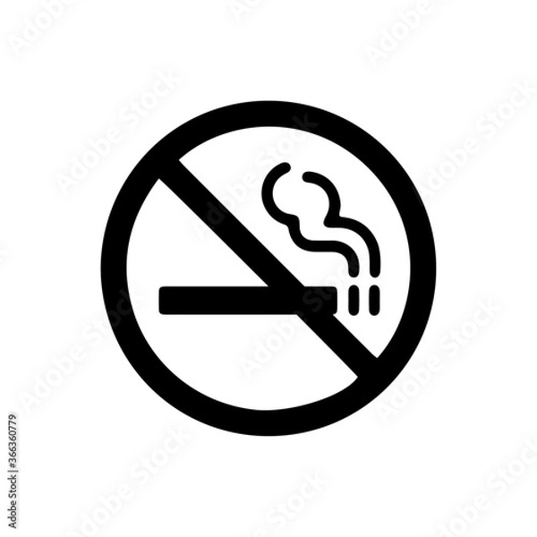 Obraz vector illusion icon of prohibited Cigarette with black circle on glyph icon