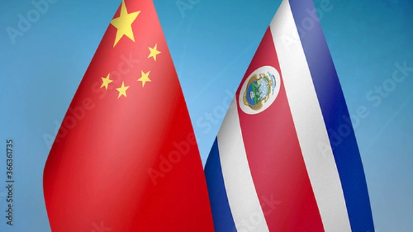 Fototapeta China and Costa Rica two flags