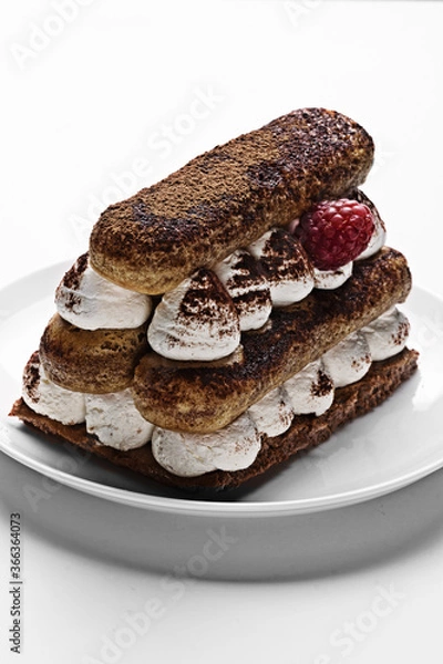 Obraz cake on a saucer close-up