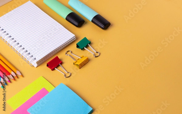 Obraz student's or office desk with stationary