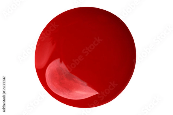 Fototapeta Red paint, a sample of cosmetics nail polish isolated on a white background