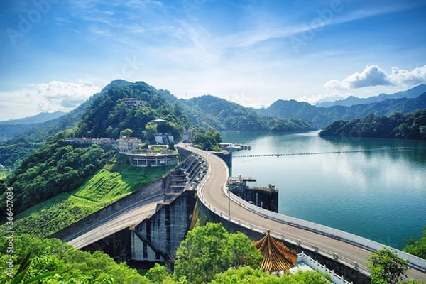 Fototapeta Shihmen Dam in Fuxing (or Daxi) District, Taoyuan, Taiwan.