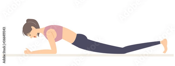 Obraz プランクをする女性のイラスト　プランクの正しいやり方　プランクの正しい姿勢