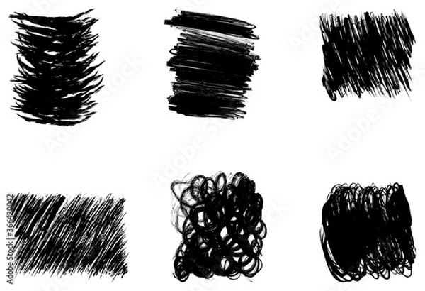Fototapeta Vector set of pencil hatching in a free style. Easy and свободное application and change of shape, color, direction.