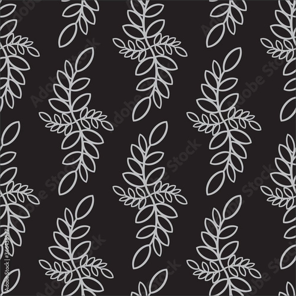 Fototapeta 
Seamless Pattern Plants Sheets Dark Background Modern Design Template Vector Graphics