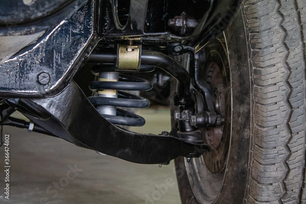 Obraz Photo of a new suspension. Here in an American muscle car.