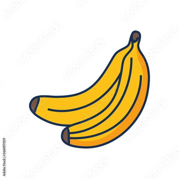 Fototapeta bananas fruit icon, line fill style