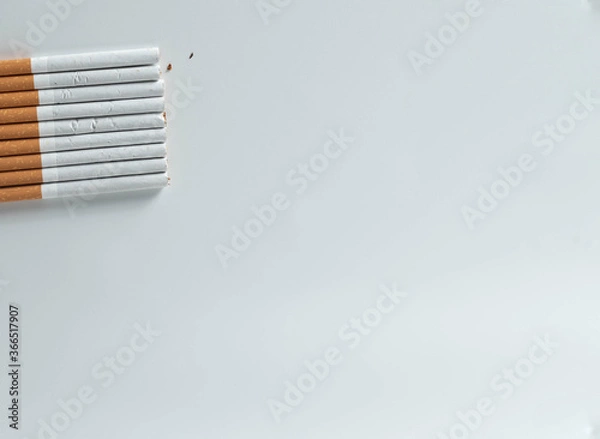 Obraz stack of cigarettes isolated on white background with copy space