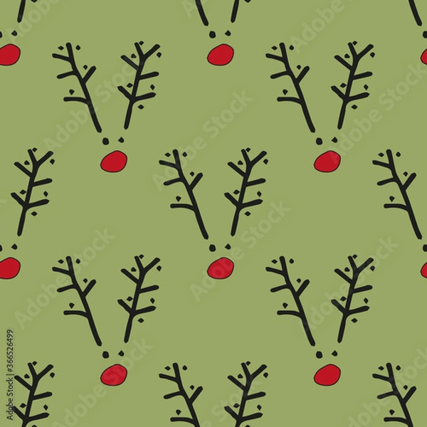 Obraz Seamless vector brush pattern with deers.