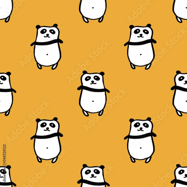 Obraz Seamless hand drawn pattern with pandas.