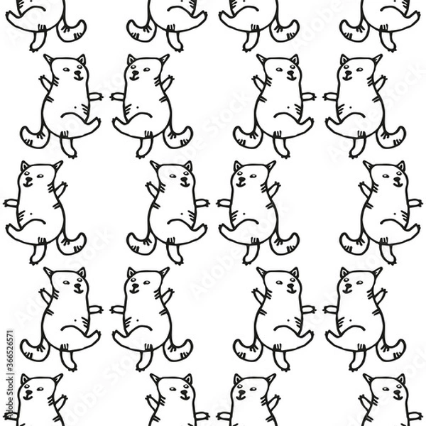 Obraz Seamless hand drawn pattern with cats.