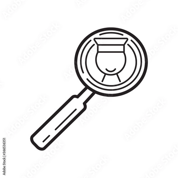 Fototapeta Lecturer icon vector. Online search symbol. Business presentation in outline style. Magnifying glass with presenter, teacher sign. Remote work, distance education, e-learning illustrations