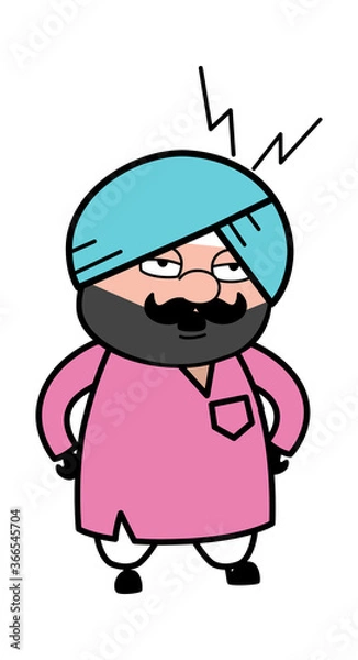 Obraz Cartoon Cute Sardar Listening