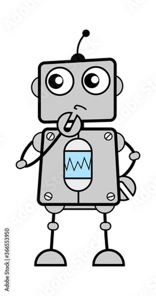 Obraz Cartoon Robot thinking seriously