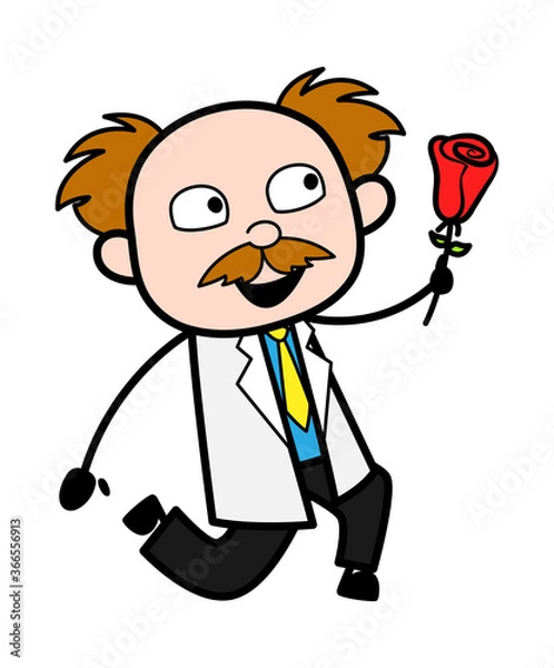 Obraz Cartoon Scientist Proposing