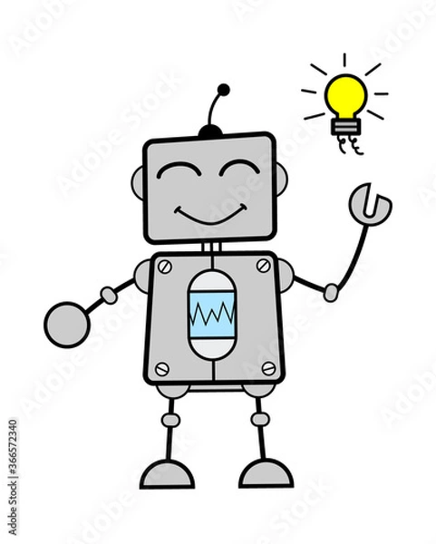 Obraz Cartoon Robot Got an idea