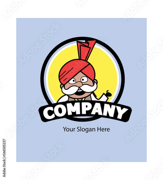 Fototapeta Cartoon Haryanvi Old Man as Company Logo