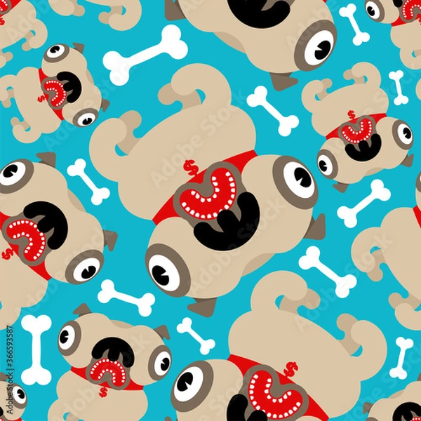 Fototapeta Pug pattern seamless. Dog texture. pet background. Baby fabric ornament