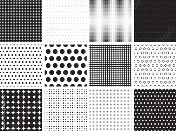 Obraz A Collection of 12 Polka Dot Seamless Patterns