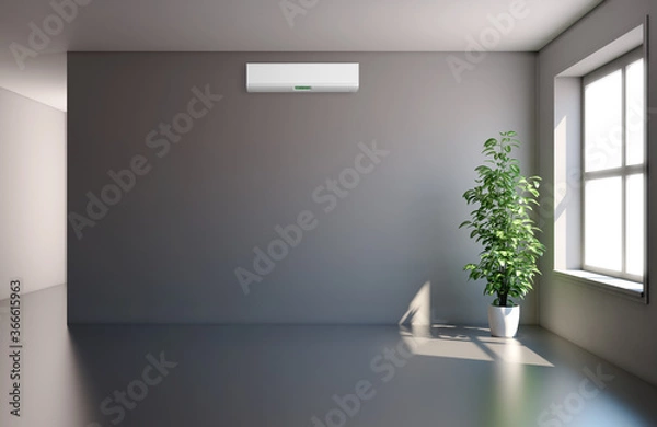 Fototapeta large luxury modern bright interiors with air conditioning illustration 3D rendering