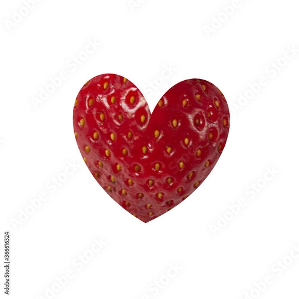 Obraz red strawberryheart on white background