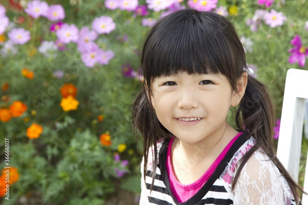 Obraz コスモスと女の子