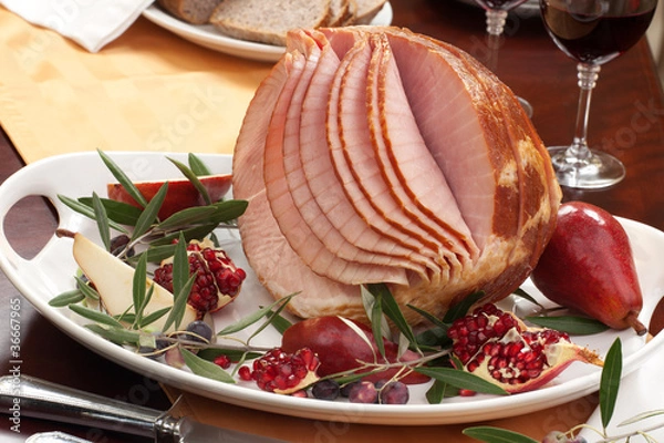 Obraz Ham, Pomegranate, and Olives