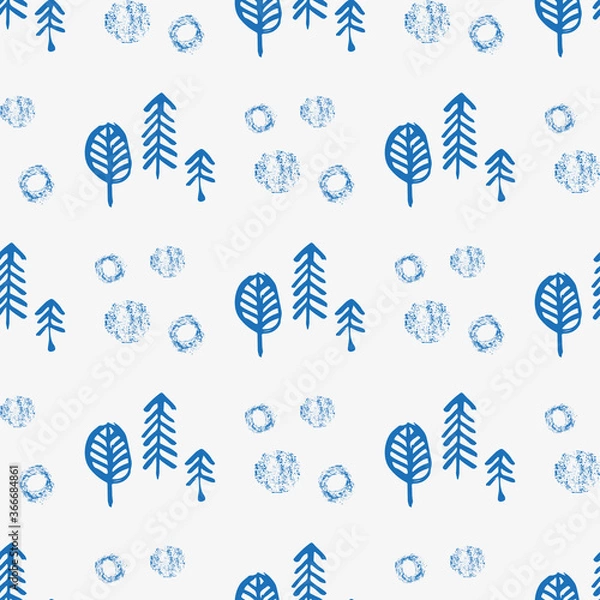 Fototapeta Seamless hand drawn forest pattern.