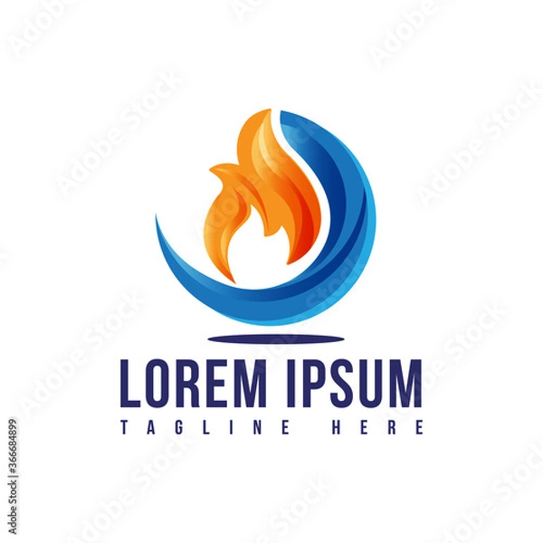 Fototapeta orange blue fire flames logo vector design icons elements