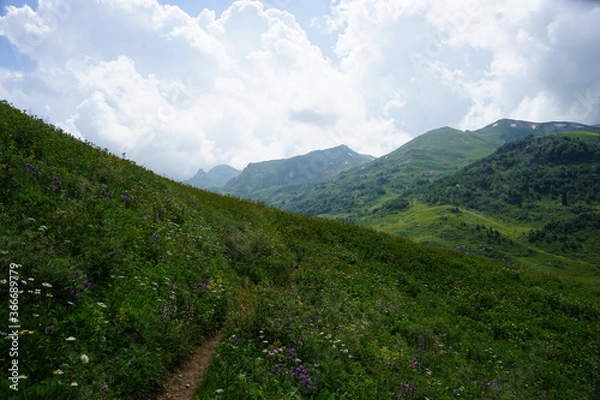 Fototapeta Mountain landscape with clouds