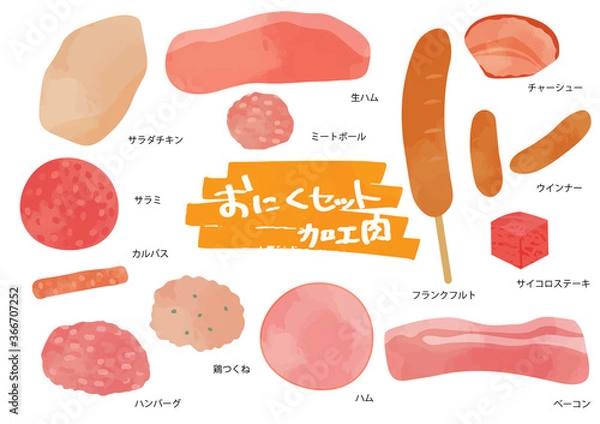 Obraz 加工肉のイラストセット
