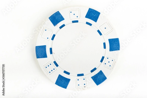 Obraz White playing poker chip isolated on white background.