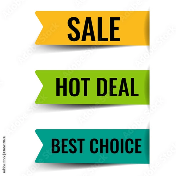 Fototapeta Colorful Sale Labels With Isolated White Background With Gradient Mesh, Vector Illustration