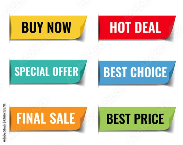 Fototapeta Sale Web Ribbons Big Set White Background With Gradient Mesh, Vector Illustration