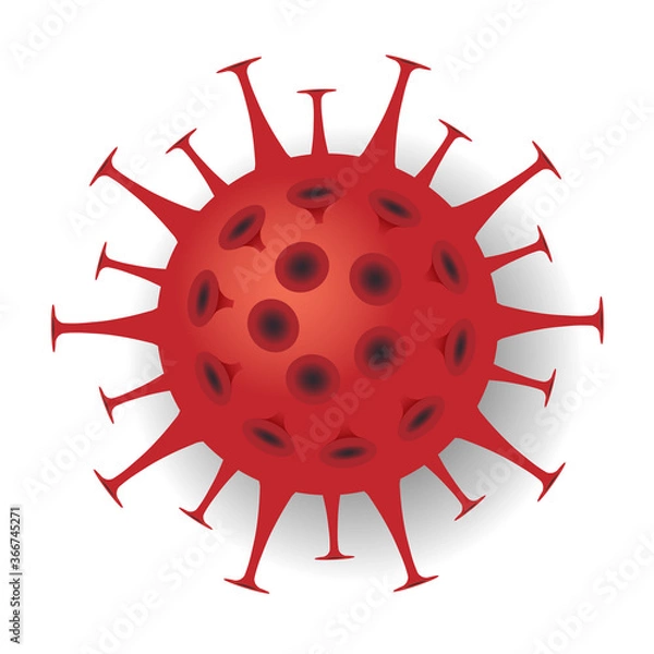 Fototapeta single red covid-19 coronavirus symbol isolated on white background vector illustration