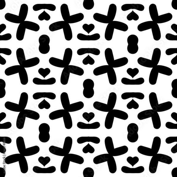 Fototapeta Intricate geometric pattern in classic black and white seamless pattern vector background.