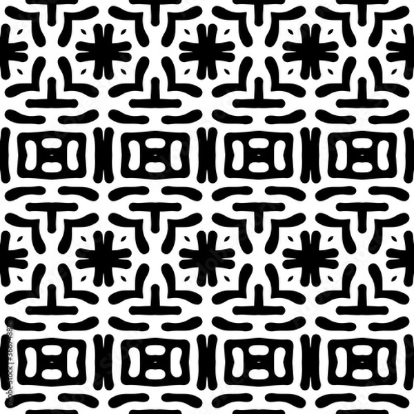 Fototapeta Intricate geometric pattern in classic black and white seamless pattern vector background.